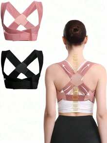 1 pièce Correcteur de posture mis à jour pour hommes et femmes, la taille est petite, envisagez de commander une taille au-dessus pour un ajustement ample, soutien dorsal réglable pour la clavicule et le cou/l'épaule, confort vertical (rose) Correcteur de posture pour hommes et femmes, fixation de la santé corporelle, soutien dorsal supérieur pour la clavicule et l'épaule sous les vêtements, noir