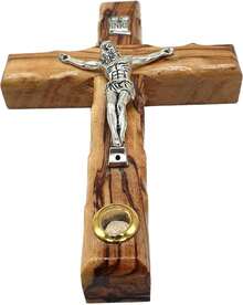 Zuluf 4.7" Olive Wood Catholic Wall Cross With Crucifix And Holy Land Stone Christian Gift Handmade  CRS046 - 4.7"L X 3"W - View 4