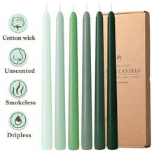 Unscented 12'' Taper Candles Set Of 6 Gradual Green Tall Candlesticks For Spring Home Decor Dinner Wedding Party Holidays Christmas{Inchcolor_nameinch:InchGreeninch,Inchsize_nameinch:Inch12Inch-6Countinch} - Green - View 3