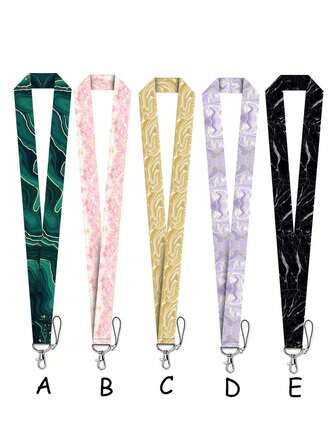 1 Set Marble Design Lanyard ID Card Holder, Suitable For Medical Staff/Students/Women, Key Chain And Neck Strap, All Season Daily Use Gift Bag Charms Car Accessories Teacher Friend Sister Gift Ideas