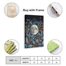 Moon And Floral Celestial Art Print Canvas Wall Art Mystical Bedroom Decor - Màu be - Xem 2