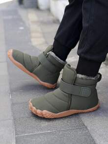 新款儿童宽头冬季户外中帮时尚防滑耐磨雪地靴 - 軍綠色 - 查看 2