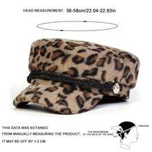 Gorra unisex de felpa con estampado de leopardo, gorra azul marino, sombreros de marinero de otoño e invierno, boina, gorra plana para hombres, gorras militares de capitán - Gris - Ver 6