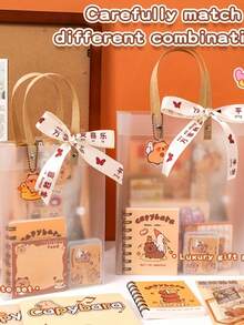 20/26 PAQUETE Adorable set de artículos de papelería con temática de capibara - Incluye libro de pergamino, bolígrafo de gel, colgante y accesorios - Perfecto para estudiantes y amantes de los animales | Útiles de oficina lindos, diseño alegre | Bolígrafos de gel y accesorios de capibara - Multicolor - Ver 8