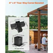 Pergola Bracket Kit, 4x4 Inch (Inner Size 3.5x3.5), 2 Pcs 4-Way Heavy Duty Corner Bracket Woodworks DIY Post Base Kit, Easy Installation Wooden Beams For Gazebos, Patio Pergolas, Log Cabin - 4 Pcs 4 X 4 Inch Cross - View 3