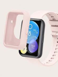 Dây đeo đồng hồ silicon màu hồng nhạt & Vỏ bảo vệ cho Watch Fit 2 - Màu Hồng baby - Xem 7