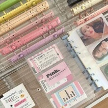A6 拡大透明グリッター PVC ルーズリーフシェルカラークリップナローバージョンルーズリーフブック 3inch 6inch Guka ブック小さなカード収納 - ダスティブルー - チェックする 3