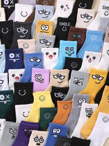 20 Pairs Kids Random Color & Pattern Elastic Mid-Calf Socks, Comfortable Versatile Sports Socks, Suitable For All Seasons, Fits Boys & Girls Ages 1-14. Christmas & Thanksgiving Sock Gift, Assorted Styles. - Multicolor - View 4