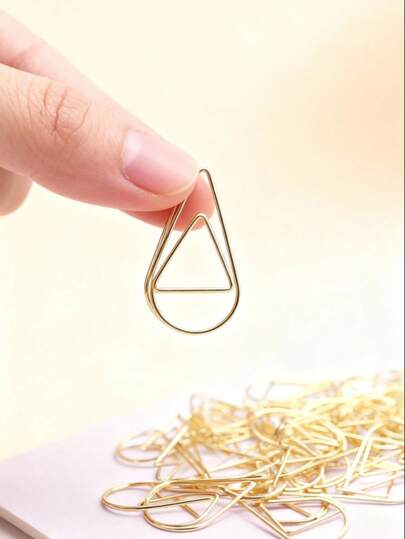 50/100/200 piezas - Clips de papel con forma de gota de agua en color dorado/oro rosa/plateado
