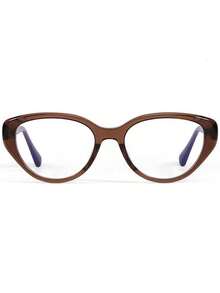 1 Pair Of Light Cool Brown Glasses For Women – Boasting An Oval Frame With A Mild Retro Flair - Màu trà lạnh - Xem 5