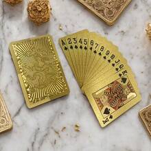 1 Set Of Matte Gold Dragon PVC Cards - Durable Hardened Set, Perfect For Valentine's Day, Thanksgiving, Christmas, Halloween, And New Year Celebrations - Elegant Design With Intricate Patterns, Ideal For Parties, Gatherings, Holiday Game Nights, And Sophisticated Occasions - High-Quality Printing, Best For Christmas, Perfect For Thanksgiving - Multicolor - View 4