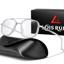 1PC Metal Frame Fashionable Color Changing Reading Glasses, Anti Blue Light Lenses, Suitable For Middle-Aged And Elderly People To Read Books, Newspapers, Mobile Phones, With Exquisite Glasses Cases, UNISEX - Silver AD11 Case - View 6