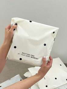 20个米色波点快递袋，防水自封收纳袋，适用于服装和礼品包装、生日和婚礼礼品袋，也适用于学校、办公室、文件、邮寄和运输。 - 白色波點 - 查看 8