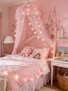 1pc 1.5/3/4.5M 10/20/30 LED Pink Crystal Star String Lights, Cute Warm Pentagram Shaped Atmosphere Decorative Battery Operated Lights For Baby Room, Bedroom, Party, Holiday Decor - Warm Light - View 8