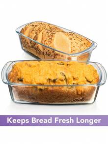 半个大容量玻璃烤盘带盖 - 可叠放，微波炉和烤箱适用，易提手，密封保鲜盒，适用于面包、蛋糕、糕点 - 非常适合圣诞节、感恩节、万圣节、复活节 - 厨房烘焙用品 - 彩色 - 查看 10