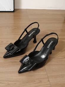 Giày cao gót mũi nhọn màu đen thanh lịch dành cho nữ mùa hè mới 2025, giày cao gót đế xuồng hở mũi, giày bốt cổ cao đế xuồng thời trang thu/đông - màu đen - Xem 6