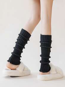 6 Pairs Women's Solid Color Vertical Striped Leg Warmers, Simple Fashion Versatile Autumn/Winter, Cozy - Multicolor - View 10