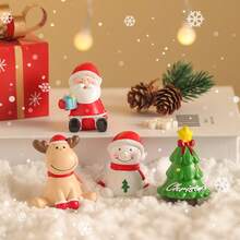 Christmas Decor Santa Claus & Snowman Resin Figurines, Cartoon Scene Decoration, Gift Ornaments - Multicolor - View 3