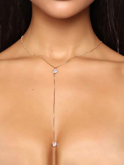 1 Pezzo Collana con Ciondolo in Zirconia di Rame e Catena a Y per Donna, Gioiello Minimalista alla Moda e di Base, Adatto per Uso Quotidiano, Feste e Regali