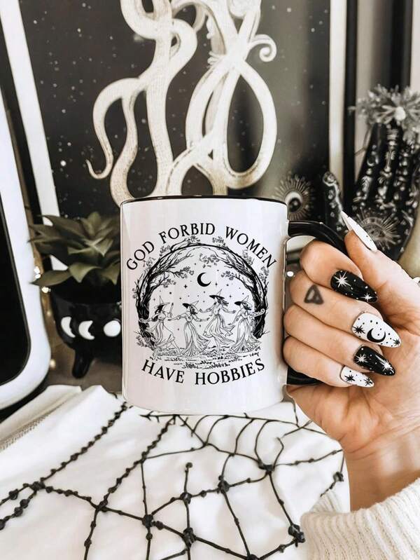1pc 11oz God Forbid Women Have Hobbies Coffee Mug, Mug, Witch Mug, Mugs, Witchy Mug, Girl Power Mug, Spooky Mug,Christmas Coffee Cup, Reusable,Work Gag Coffee Mug,Thanksgiving, Christmas Decorations,Christmas Gift,Birthdays Gift,Holidays Gift,New Year Gift,Ideal For Hot & Cold Drinks, Room Decoration,Winter Drinkware, Thoughtful Present, Family Keepsake,Valentines Day Gifts,Wedding