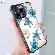 Funda de Teléfono con Diseño de Patrón Floral Azul y Blanco para  16, 16e, 16 Plus, 16 Pro, 16 Pro Max,  15, 15 Plus, 15 Pro, 15 Pro Max, 14, 14 Plus, 14 Pro, 14 Pro Max, 13, 13 Pro, 13 Pro Max, 12, 12 Pro, 12 Pro Max, 11, 11 Pro Max, 7, 8, X, XS, Anti-suciedad,  de Moda, Antigolpes en las Cuatro Esquinas - Colores mixtos - Ver 9