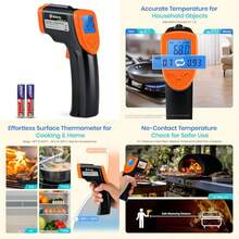 Etekcity - Termómetro infrarrojo 774, pistola de temperatura de calor para cocinar, herramienta de superficie IR láser para pizza, parrilla, parrilla, HVAC, motor, accesorios, -124°F a 1000°F, azul(Avanzado Naranja) - Tipo 1 - Ver 1
