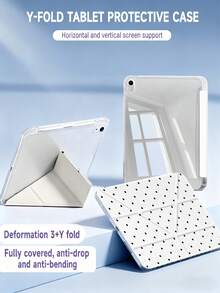 Dotted Pattern Tablet Protective Case, Transparent Acrylic Panel, With Pen Slot/Auto Sleep/Wake Function, Minimalist Casual Style, Compatible With Ipad Foldable Tablet, Compatible With Ipad 10th Gen/7th/8th/9th Gen (10.2") Air 5/Air 4 (10.9"), Also Fits Galaxy Tab S6 Lite (10.4") - Black/White/Red/Brown Polka Dot Pattern - Multicolor - View 6