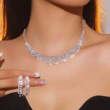 Supra Diamanto Gorgeous-Luxury Shining Bling Crystal Rhinestone Necklace Earrings Set Wedding Party Jewelry 3 In 1 - 05# - View 6