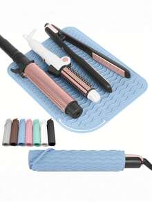1pc Silicone Heat Resistant Mat, Hair Straightener Pad, Curling Iron Mat, Styling Tool Pad Set, Heat Resistant Mat For Hair Straightener And Curling Iron, Hair Styling Pad Storage Mat, Silicone Heat Insulation Tool Mat, Portable Travel Mat, Suitable For Salon, Beauty Salon, Travel Essential, Holiday Beach, Bathroom, Bedroom, Large Capacity, Christmas Home Decor