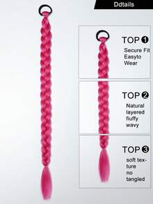 两条26英寸假发辫、马尾发带、发圈和手工编织的脏辫发饰 - 彩色 - 查看 5