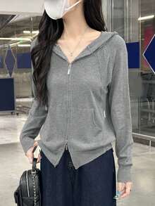 Fashionable Loose Casual Cardigans For Petite Women - Grey - View 3