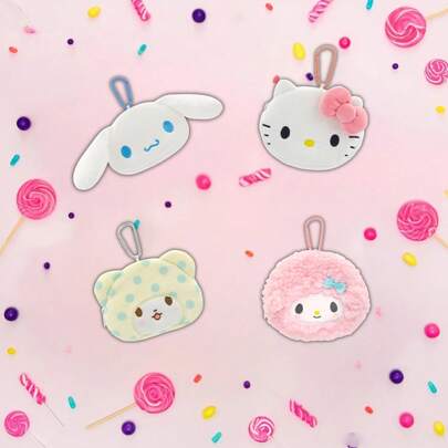  Officially Licensed Sanrio Character Plush Coin Purse, Perfect For Children, Students, And Teens-A Soft, Fluffy Zip-Top Wallet That Holds Coins, Cards, And Keys-A Fun Collectible Plush Accessory And Educational Toy, Suitable For School, Travel, And Everyday Use.