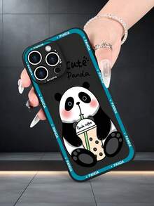 Lujo Ligero, Estilo y BellezaCubierta de Panda CuteFunda de Teléfono de Textura Mate Negra, Compatible con 17PROMAX, 17PRO, 17Air, 17, 16PROMAX, 16PRO, 15PROMAX, 15PRO y Todos los Modelos, Im - Negro - Ver 2