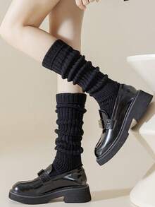 1/2/3 Pairs Women's Solid Color Rib Knit Leg Warmers, Decorative Knitted Leg Warmers, Minimalist Vintage Style, High Elasticity, Comfortable And Warm, Can Be Paired With Boots, Suitable For Autumn/Winter Daily Wear - Multicolor - View 15
