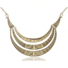 Alilang Vintage Egyptian Crescent Moon Shaped Bib Adjustable Statement Necklace - Đồng - Xem 6