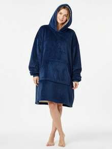 Manta con capucha holgada y acolchada con mangas y bolsillos,ideal para adultos, hombres, mujeres y adolescentes - Gris Oscuro - Ver 3