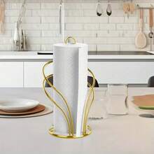 1pc Countertop Tissue Paper Holder, Gold Stainless Steel Countertop Tissue Paper Rack With Weighted Base - Multi-Roll Storage Box For Kitchen And Bathroom Decor, Durable Iron Structure, Easy To Grab And Move, Stylish And Practical Countertop Storage Solution, Bathroom Countertop Organizer, Suitable For Home, Office, Restaurant - Modern Minimalist Design, Kitchen Paper Towel Holder, Tissue Paper Rack, Kitchen Accessories, Kitchen Paper Towel Holder, Kitchen Paper Towel Rack, Universal Kitchen Wet Wipes Rack, Kitchen Paper Towel Dispenser