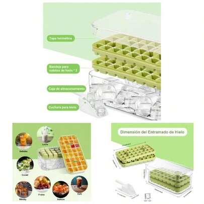 Molde para Hielos, Cubiteras Para Hielo, Bandeja Hielo, Cubitera de Grado Alimenticio, Liberacin de Todos Los Cubitos de Hielo en un Segundo, Molde Hielo Reutilizable Para 84 Cube Tray, Amarillo