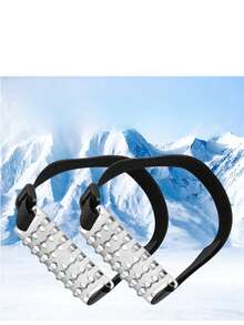 1 paire de crampons à glace faciles à utiliser pour l'extérieur avec 26 dents, couvre-chaussures anti-dérapants pour la neige, avec boucle et crochet, crampons à glace en acier inoxydable, disponibles en plusieurs tailles - Multicolore - Voir 3