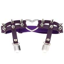 1Pcs Gothic Heart Leg Harness - Double-Row Studded Leather Garter With Adjustable Chain, Punk Dance Accessory For Stage Performance - Nâu sẫm - Xem 8