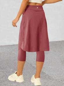 Women 20 Inch Skirted Leggings Tennis Golf Active Skirt With Pockets - Màu Đỏ Sâu - Xem 5