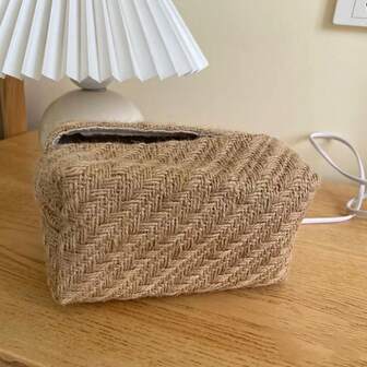 1/2/3PCS Simple Japanese Style Cotton And Linen Tissue Box With Rough Jute Texture Lining For Tissue Storage