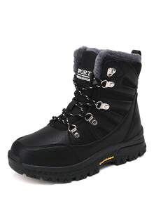 Women's Winter High-Top Thermal Lined Thick Warm Snow Boots - Black - View 7