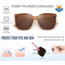 Gafas de sol polarizadas de gran tamaño para mujeres hombres cuadrado de moda clásico simple lentes de - 004 Montura Champán y Lente Té - Ver 4