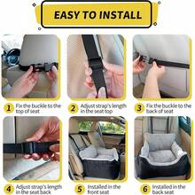 Dog Car Seat For Small Dogs, Soft Pet Car Travel Home Bed Under 25 Lbs, Fully Detachable And Washable Cat Booster Carseats With Storage Pockets And Clip-On Leash Portable Carrier - Red - View 6