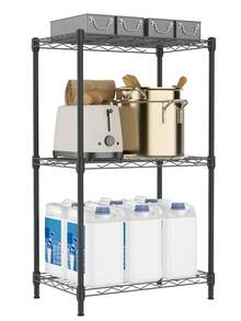 M MZG Heavy Duty Storage Shelving Utility Wire Shelving Unit, Steel Storage Rack For Warehouse Pantry Office Kitchen Pantry Organization, Laundry Room Utility Shelf & Bathroom Storage, Adjustable Black Metal Organizer - màu đen - Xem 14