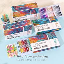 Bút gel LANGUO có thể thu vào để tô màu, 36/54/72/90 màu, bút màu đầu nhọn 0,7mm dùng cho giấy đen trắng, hoàn hảo để vẽ, viết, ghi nhật ký, đi học, văn phòng và gia đình - Nhiều màu - Xem 4