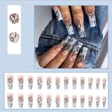 Fake Nails Long Coffin Butterfly Press On Nails Matte Acrylic Full Cover Ballerina False Nails For Women And FFgirls 24PCS{Inchcolor_nameinch:InchNails-07inch} - 指甲-07 - 查看 6