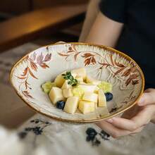 1pc Handmade Ceramic Dessert Plate, 8-Inch Ceramic Fruit Plate, Salad Plate, Serving Plate, Pasta Plate, Dessert Plate - Multicolor - View 4