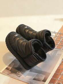 儿童冬季雪地靴，男女童保暖防滑户外鞋 - 黑色 - 查看 7